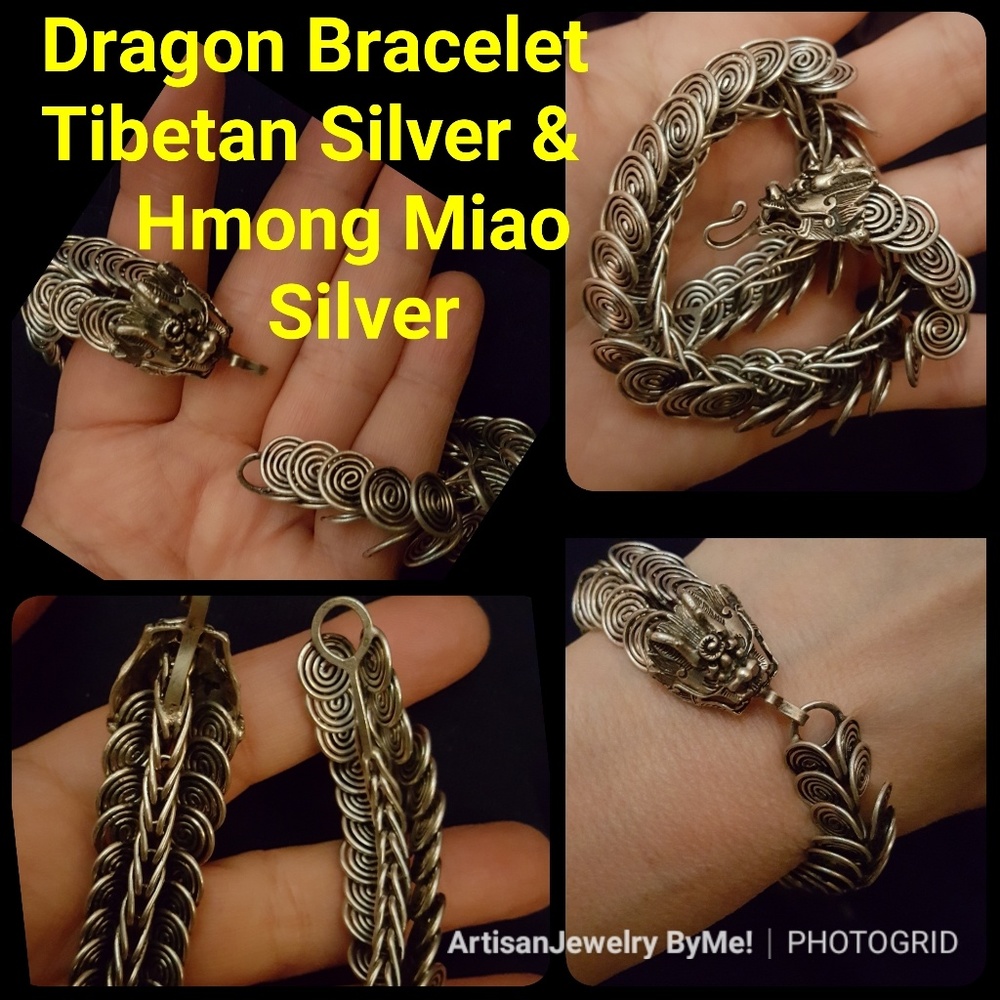 Artisan Dragon Chain Tibet-Miao-Silver Bracelet